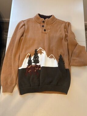 Gymboree Tan Mountain & Bear Knit Sweater
